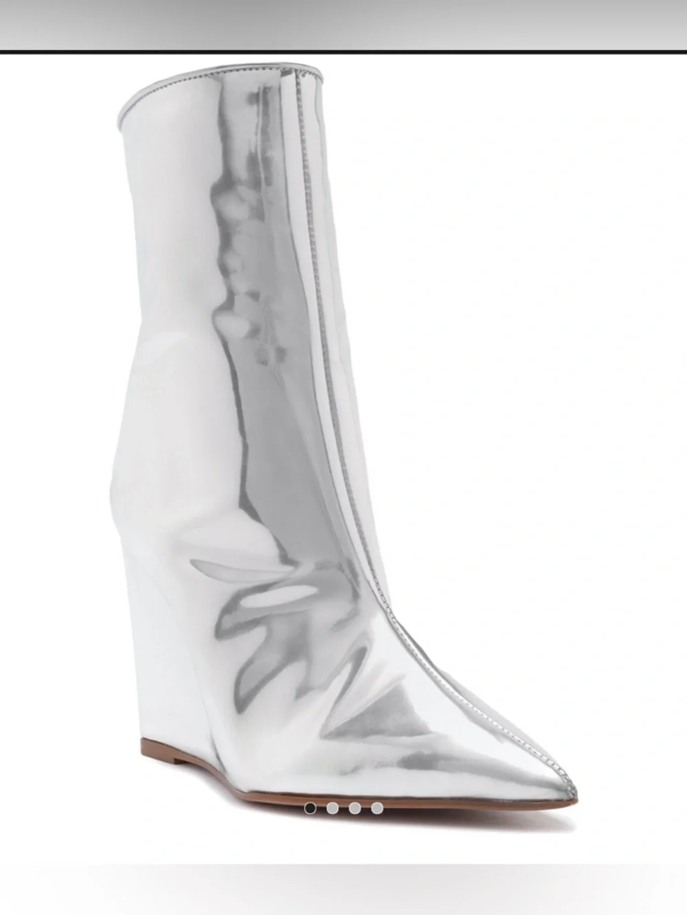 SCHUTZ Asya Leather Bootie METALIC SILVER SIZE 7.5